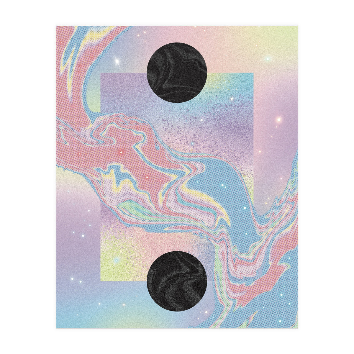 Pink Pastel Space Planet Yin Yang (Print Only)