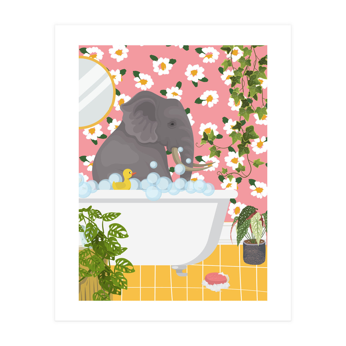 Elephant Bathing (Print Only)