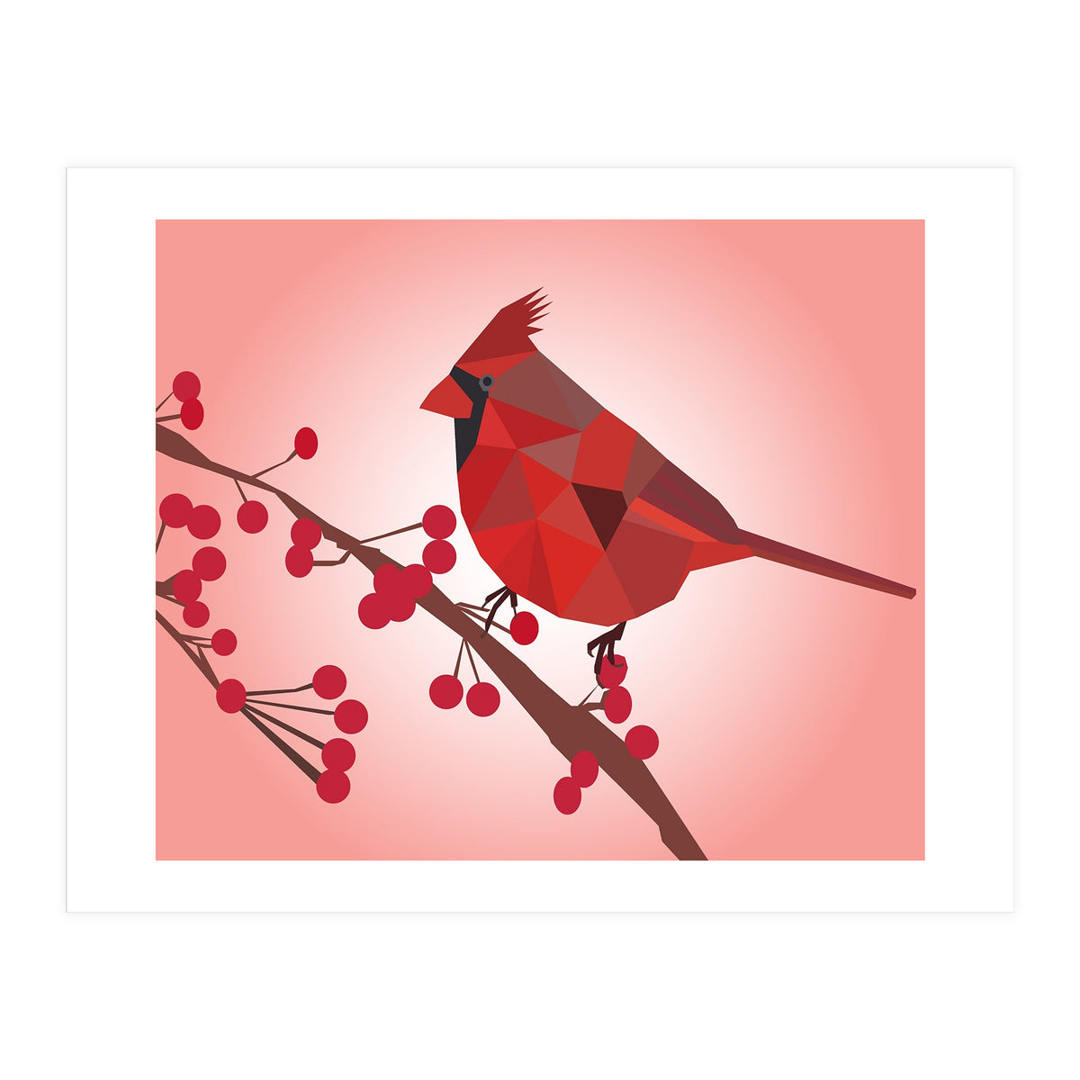 Northern Cardinal Bird Low Poly Art  (Print Only)