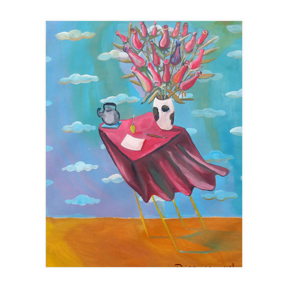 Mantel Rojo Y Viento (Print Only)