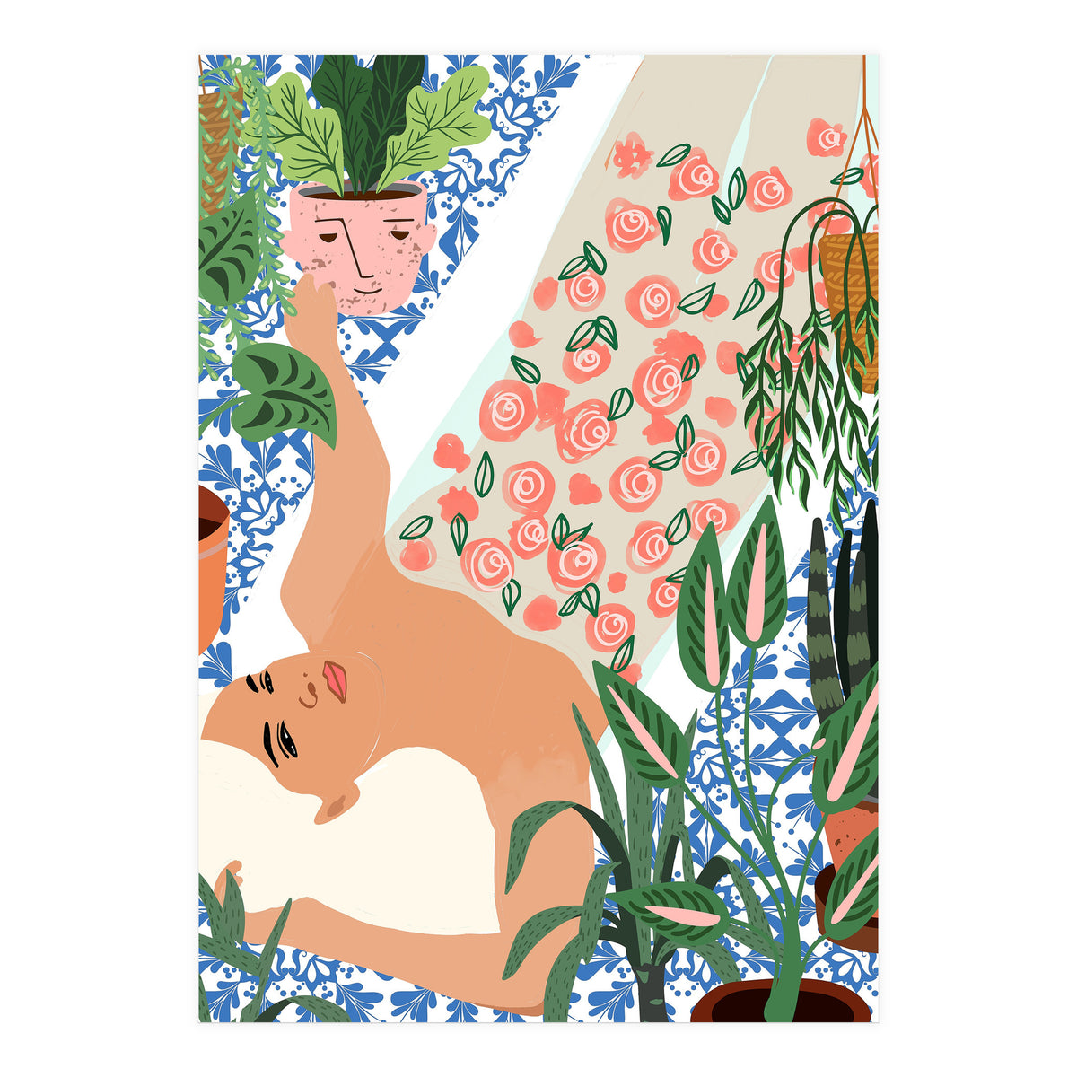 Moroccan Bath With Plants (Print Only)