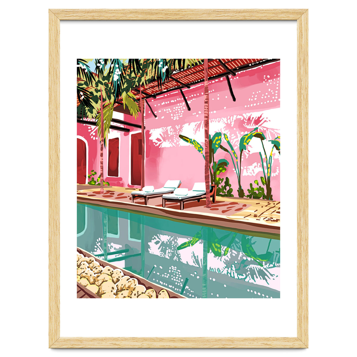 Vacay Villa | Blush Pink Summer Architecture | Tropical Travel Building | Palm Bohemian Resort