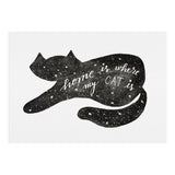 Watercolor galaxy cat - black and white (Print Only) thumbnail