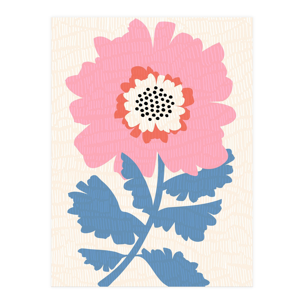 Pink Modern Folk Art Flower (Print Only)