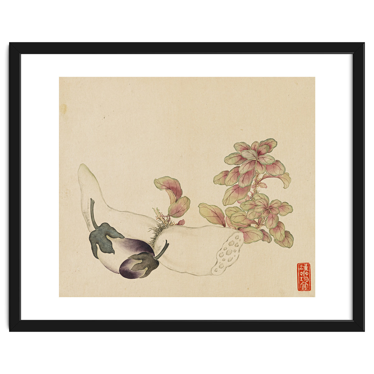 Wang Chengyu ~flowers, Vegetables, Fruits, Eggplant, Lotus Root
