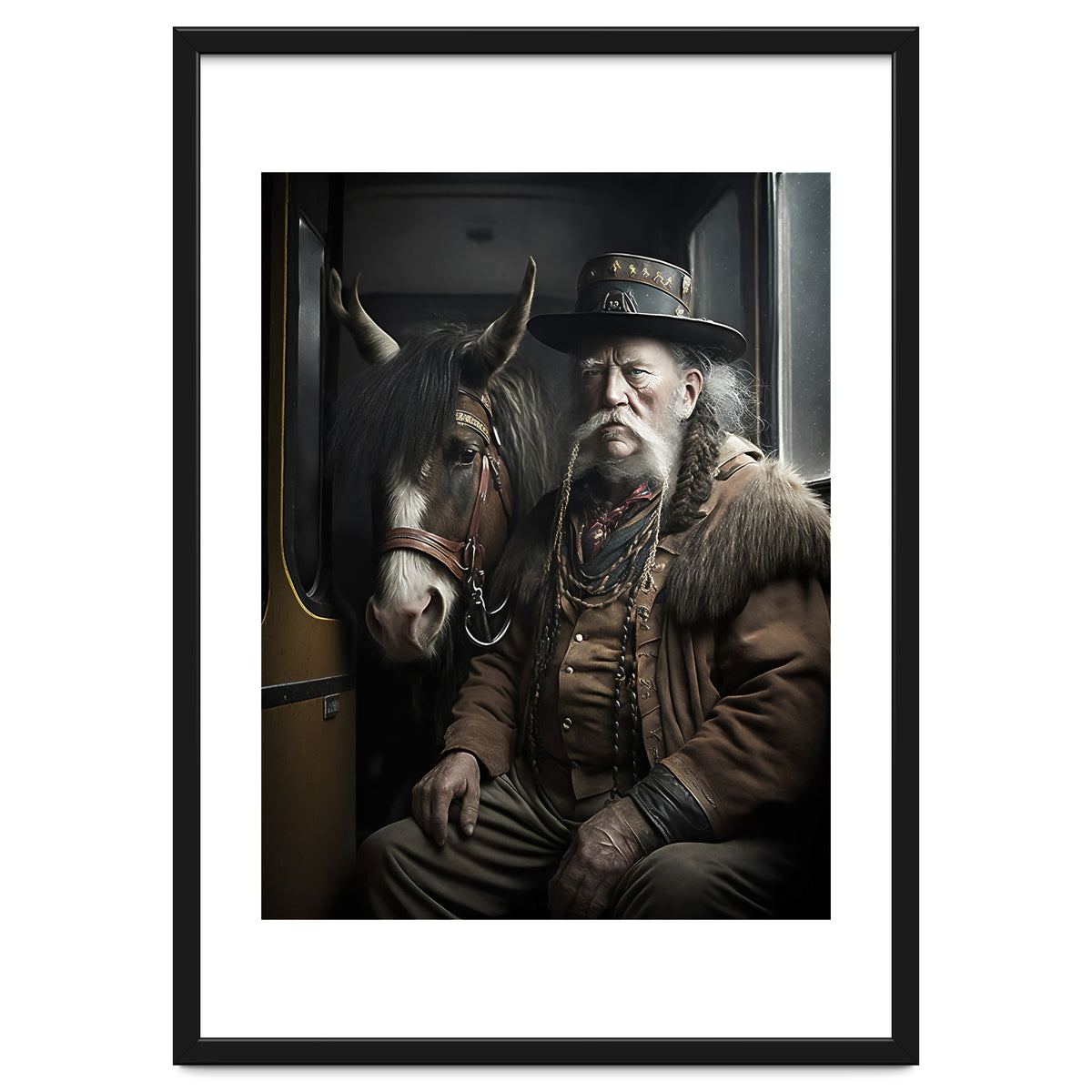 Old Man and His Horse on the Train