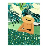 Chill, Modern Bohemian Black Woman Travel Illustration | Terrazzo Tropical Swimming Pool Fashion (Print Only) thumbnail