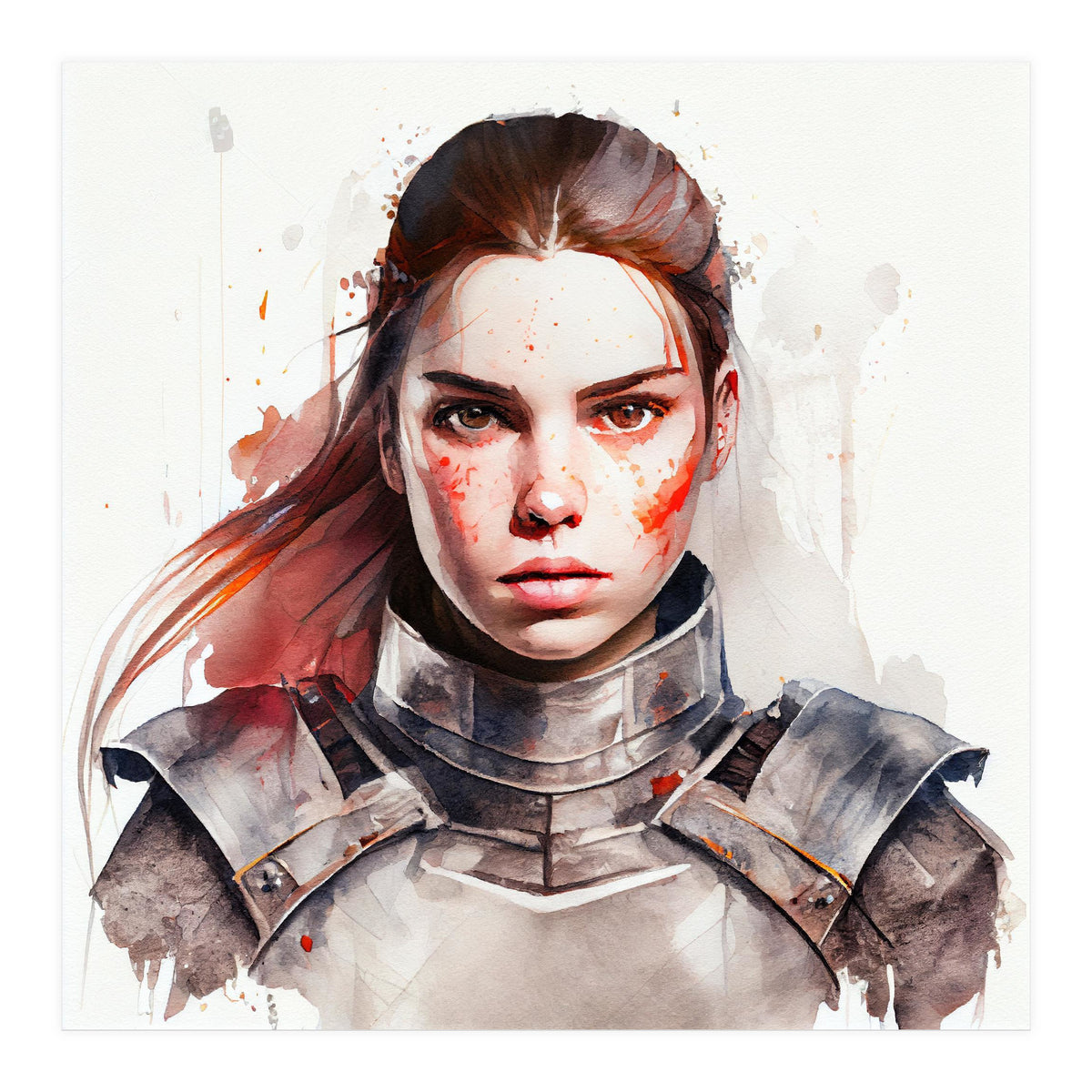 Watercolor Medieval Soldier Woman #2 (Print Only)