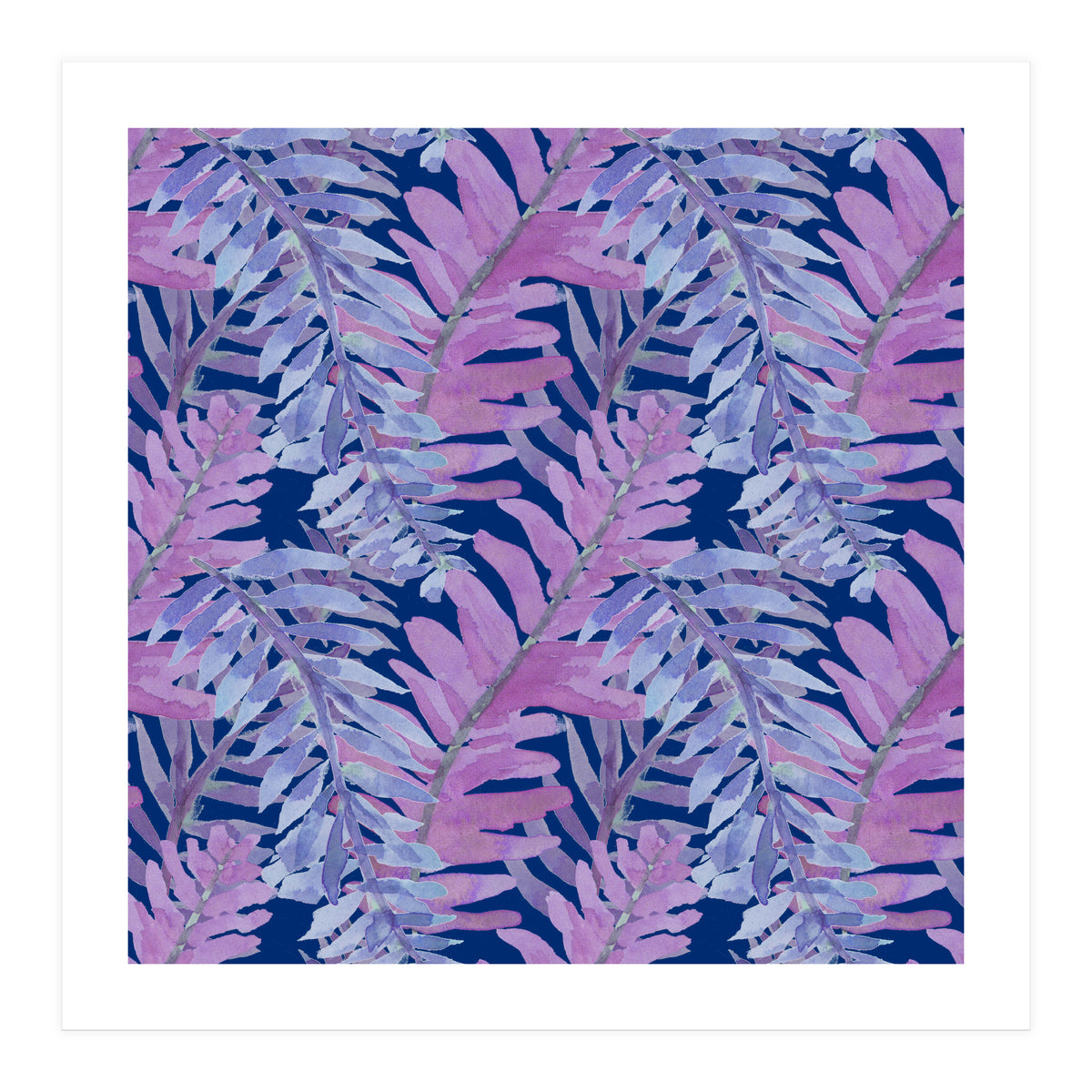 Woodland Ferns in Blue (Print Only)