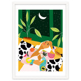 Eclectic Moon Lover | Modern Bohemian Quirky Woman Fashion | Color Pop Dreamer Illustration thumbnail