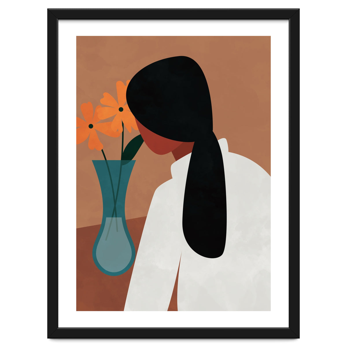 Modern Boho Woman with Flowers