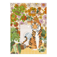 Tiger in Groovy Laundry Room (Print Only)