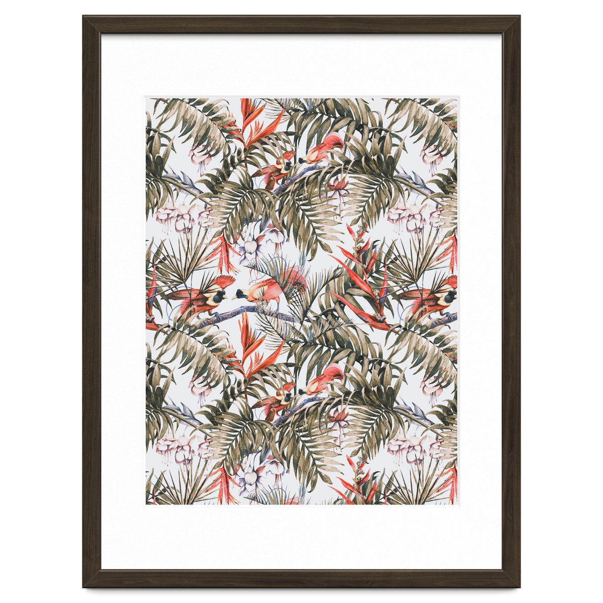 Exotic birds in the jungle paradise