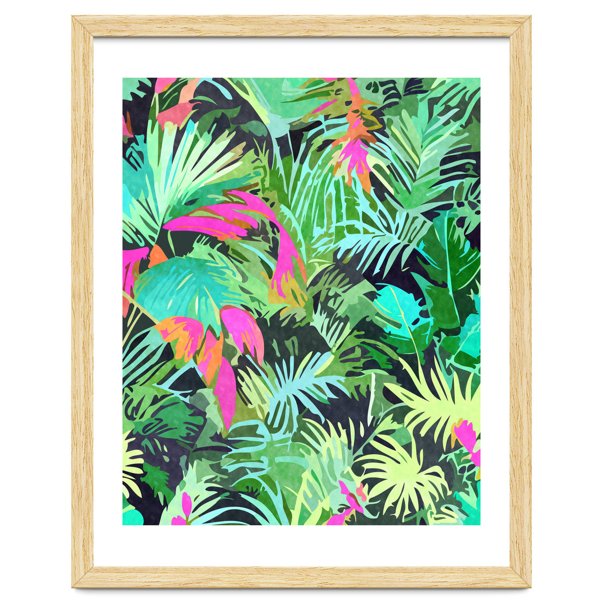 Tropical Jungle, Botanical Nature Plants, Palm Forest Bohemian Watercolor, Modern Wild Painting
