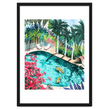 Luxury Tiger Villa illustration, Architecture Travel Nature Painting, Hotel Landscape Garden thumbnail