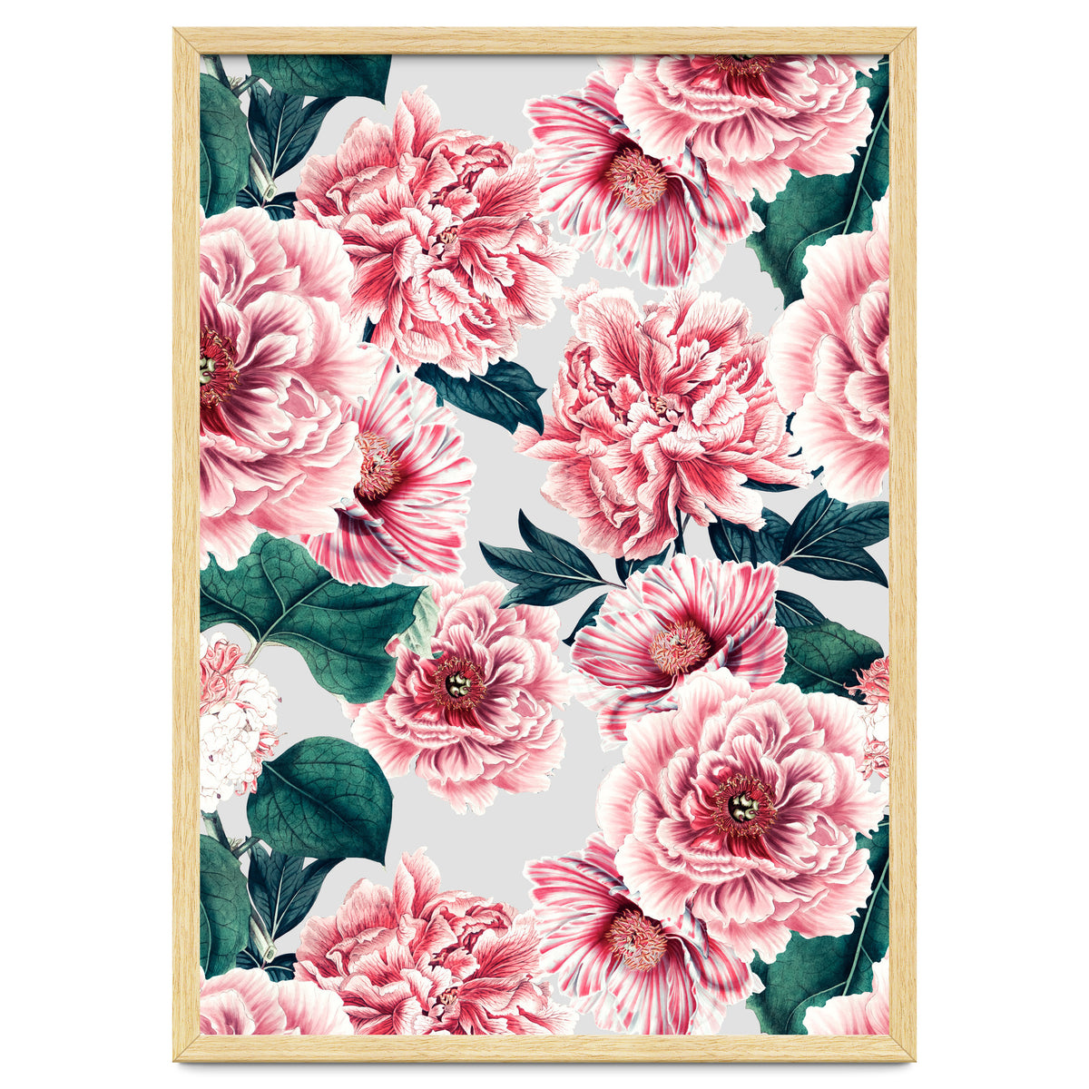 Pattern pink vintage peonies