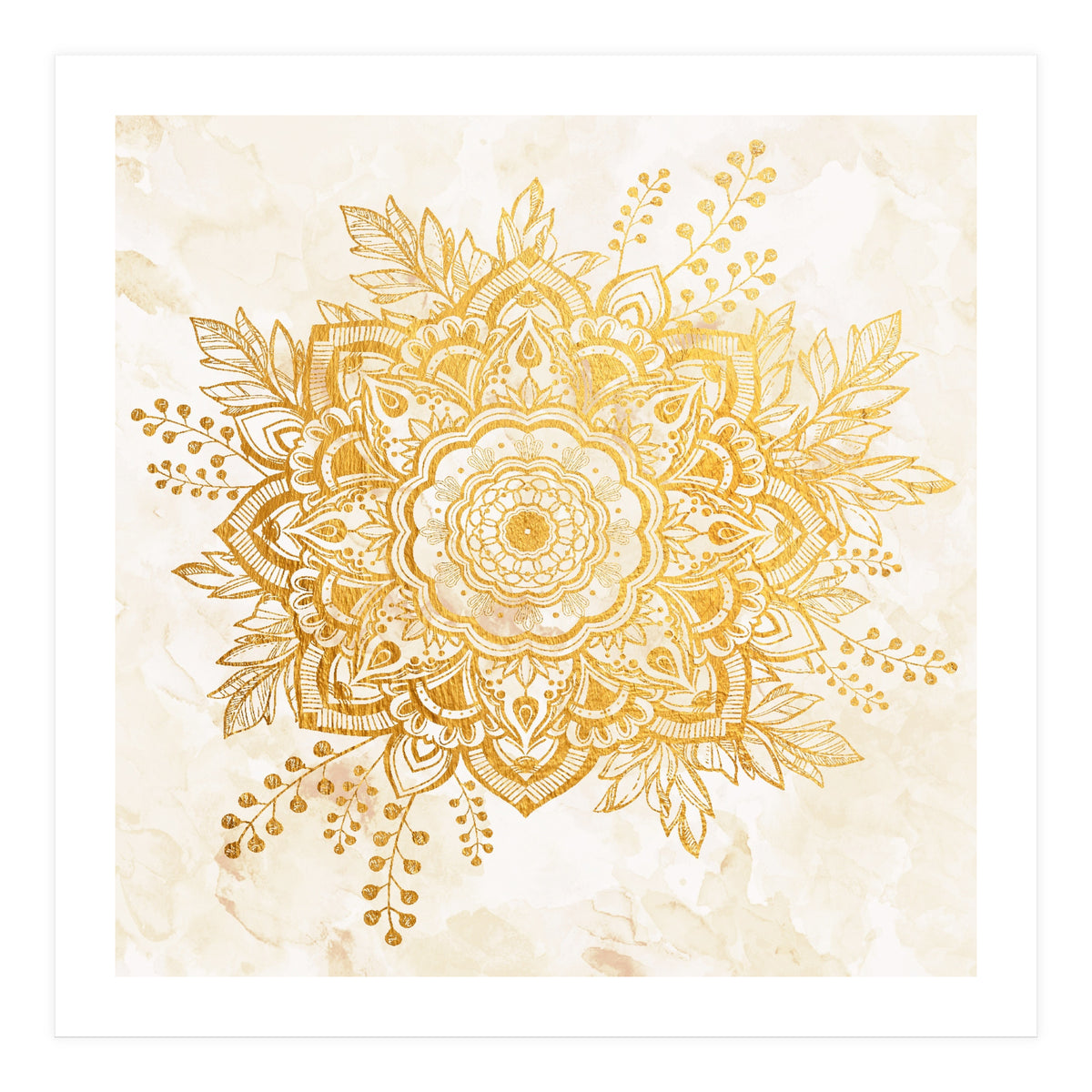 Queen Starring of Mandala-Gold Sunflower II (Print Only)
