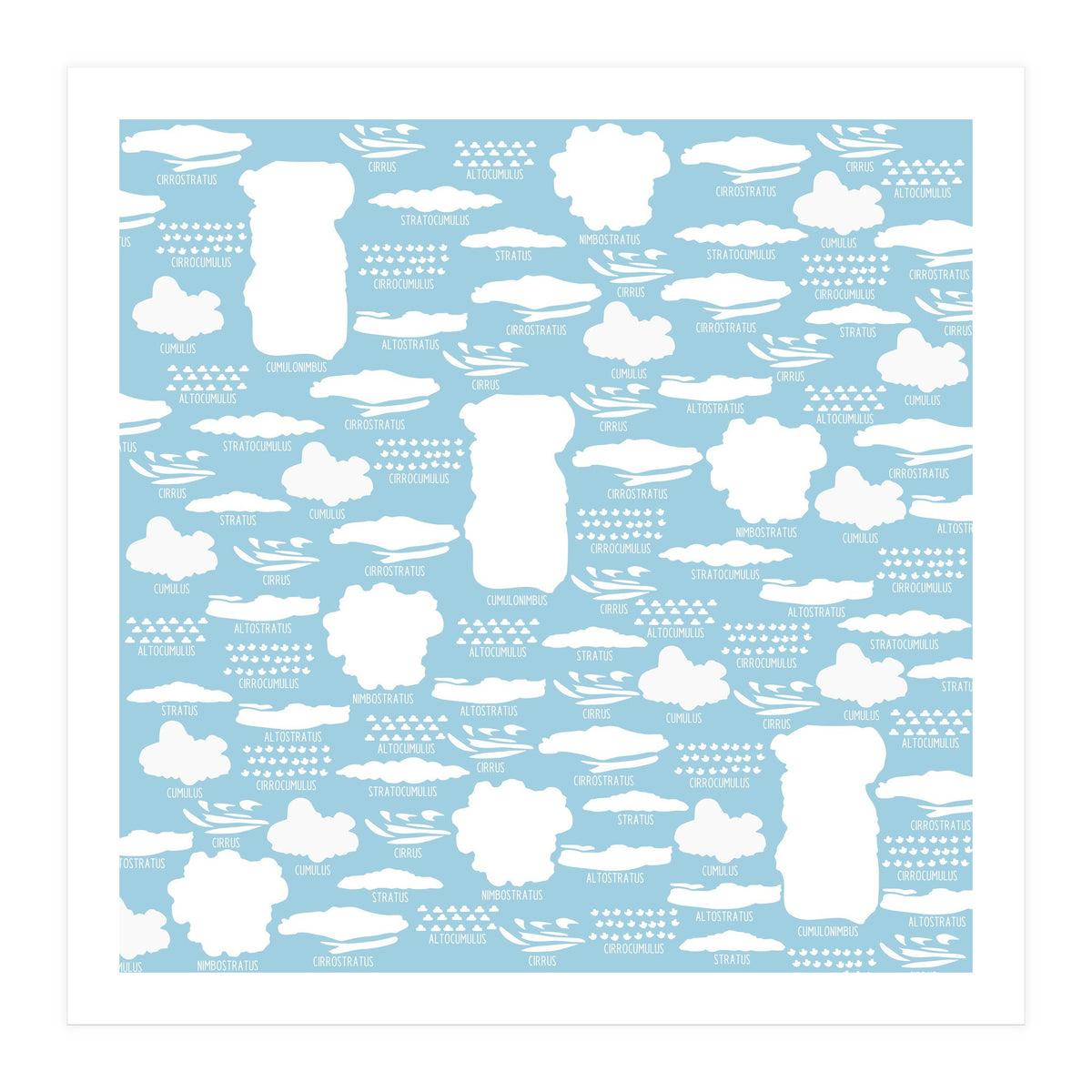 Clouds landscape on blue background (Print Only)