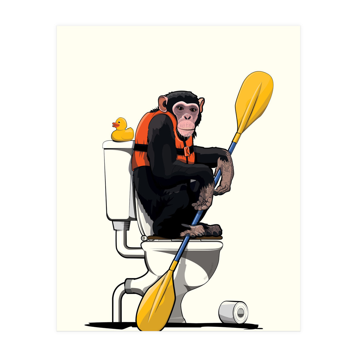 Chimp on the Toilet, Funny Bathroom Humour (Print Only)