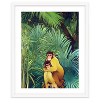Monkey Love, Tropical Jungle Botanical Nature, Plants Forest Bohemian Animals, Wildlife Eclectic Vintage