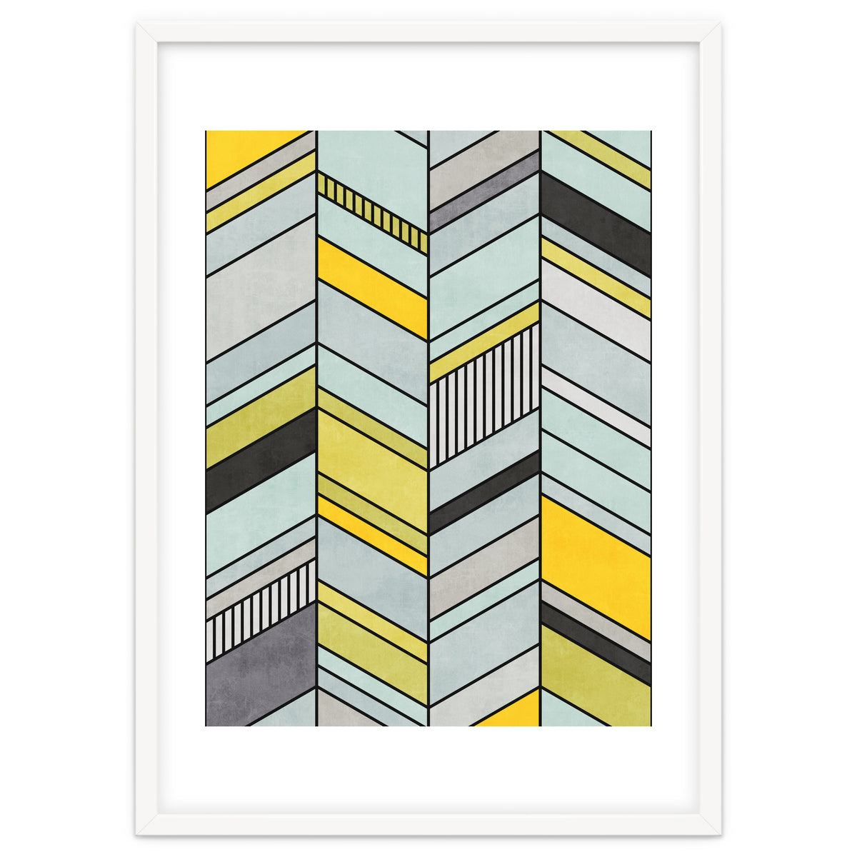 Colorful Concrete Chevron Pattern - Yellow, Blue, Grey