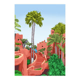 Tropical Architecture, Mexico Exotic Places Building Illustration Bohemian Painting Palm  (Print Only) thumbnail