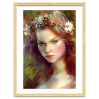 Dreamy kitschy Maiden with Flower Wreath