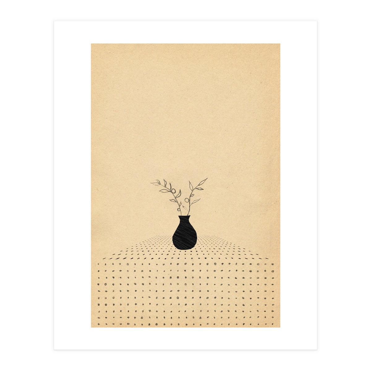 Abstract still life, vase and plants (Print Only)