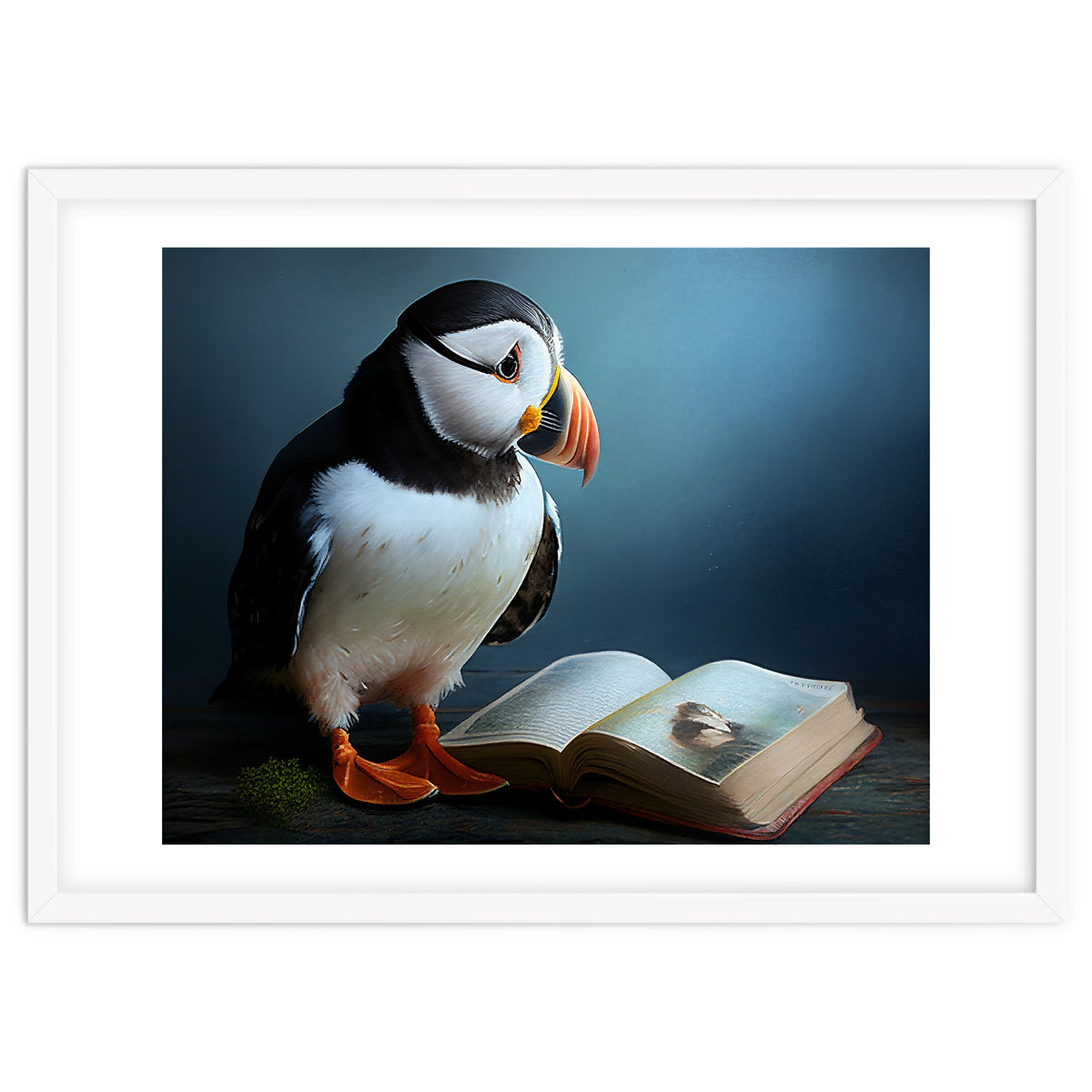 Puffin Reading a Book