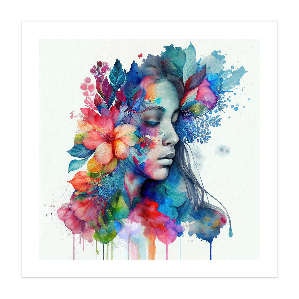 Watercolor Tropical Woman #10 (Print Only)