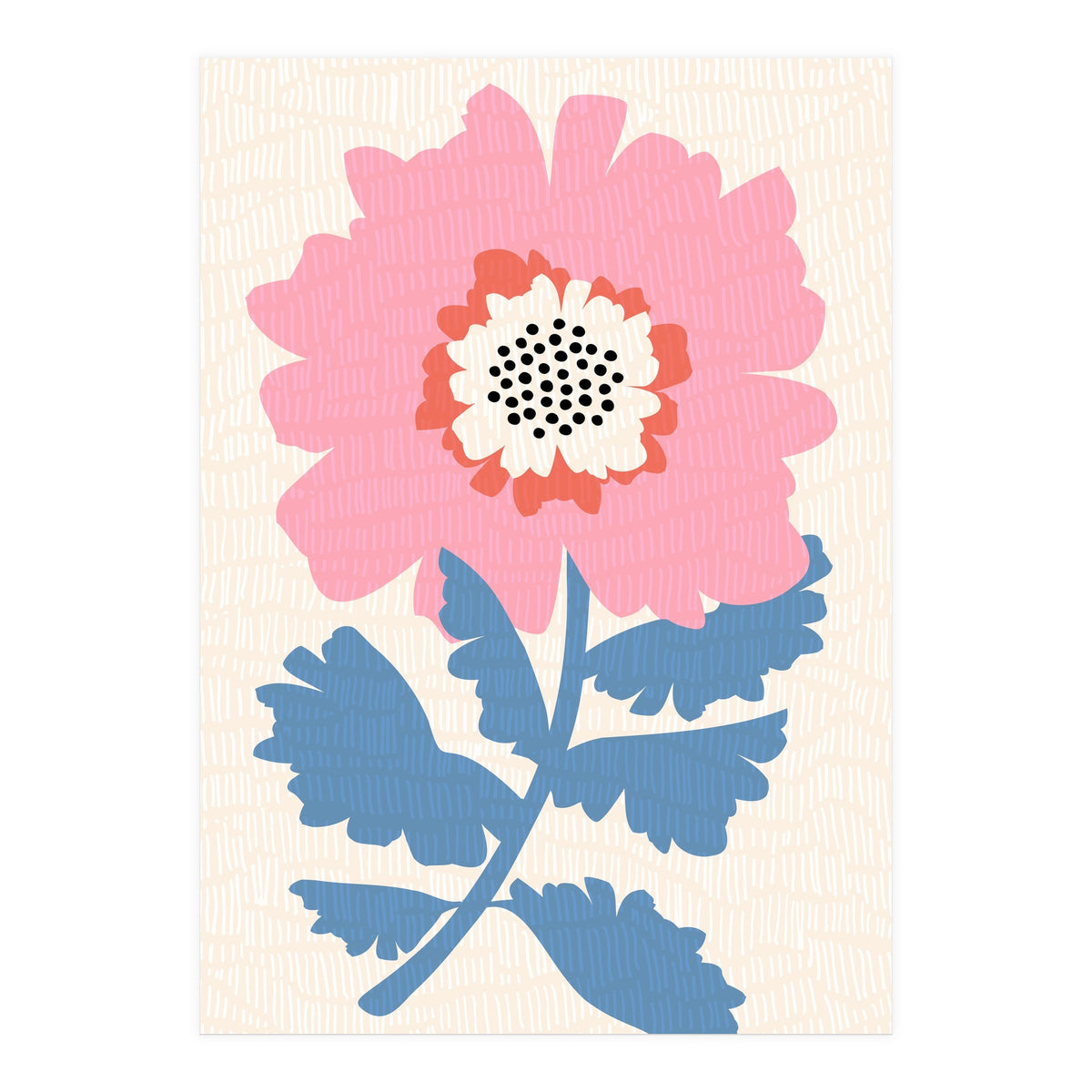 Pink Modern Folk Art Flower (Print Only)
