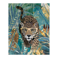 Jaguar in the gold and green tropical jungle (Print Only)