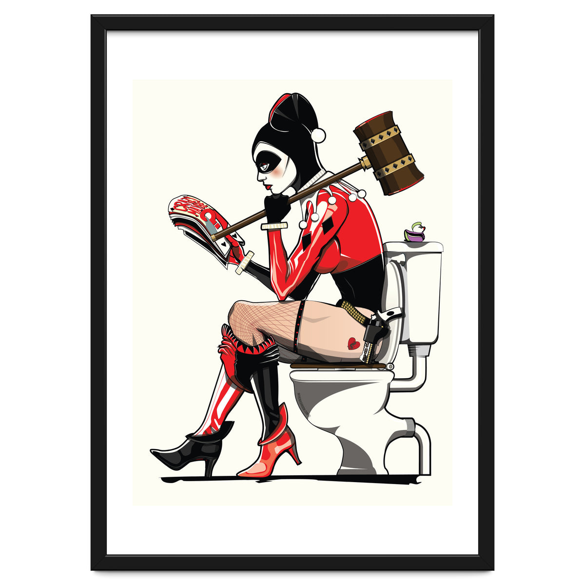 Harley Quinn on the Toilet, funny Bathroom Humour
