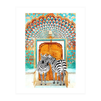 Take Your Stripes Wherever You Go Painting, Zebra Wildlife Architecture, Indian Palace Door Painting  (Print Only)