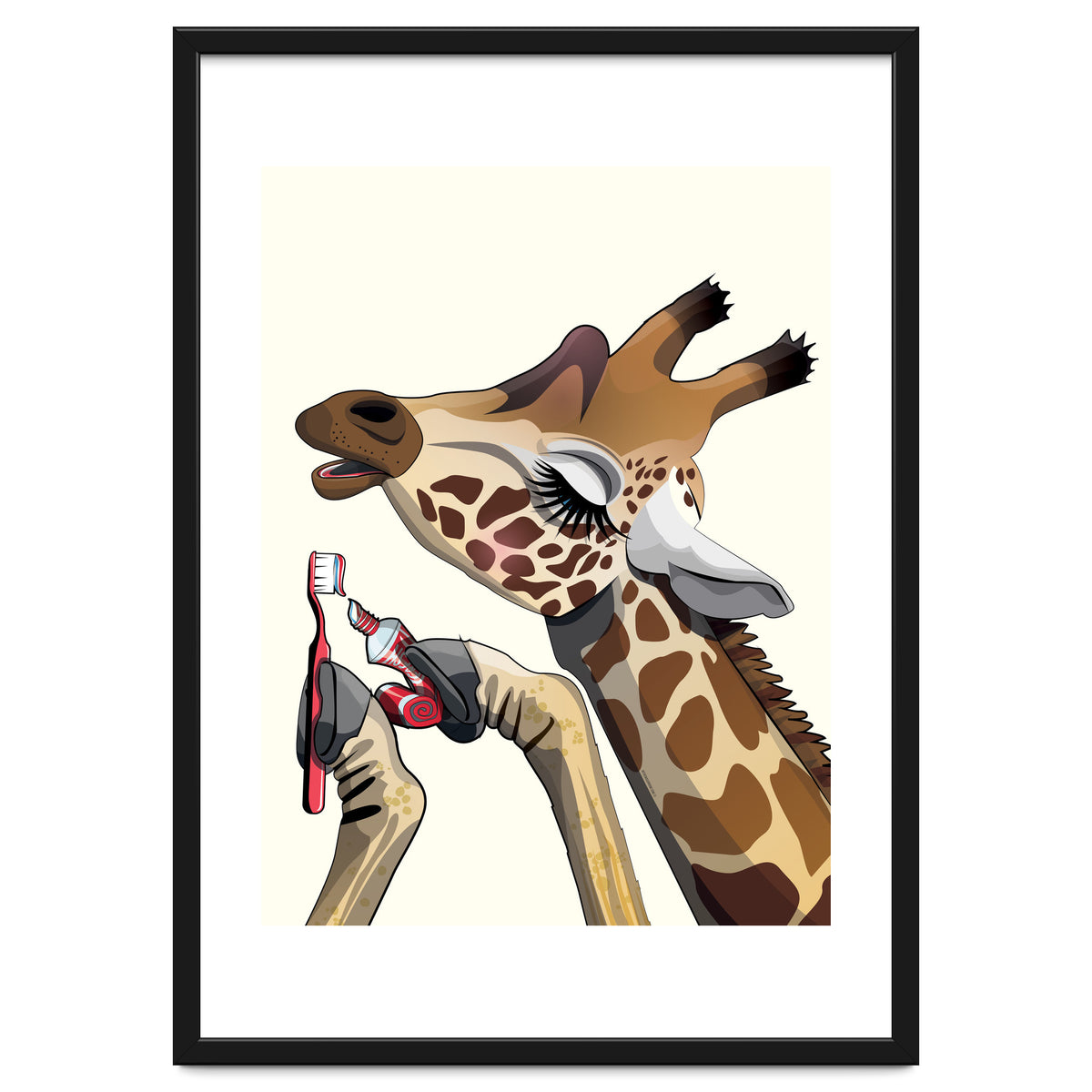 Giraffe Brushing Teeth, Funny Bathroom Humour