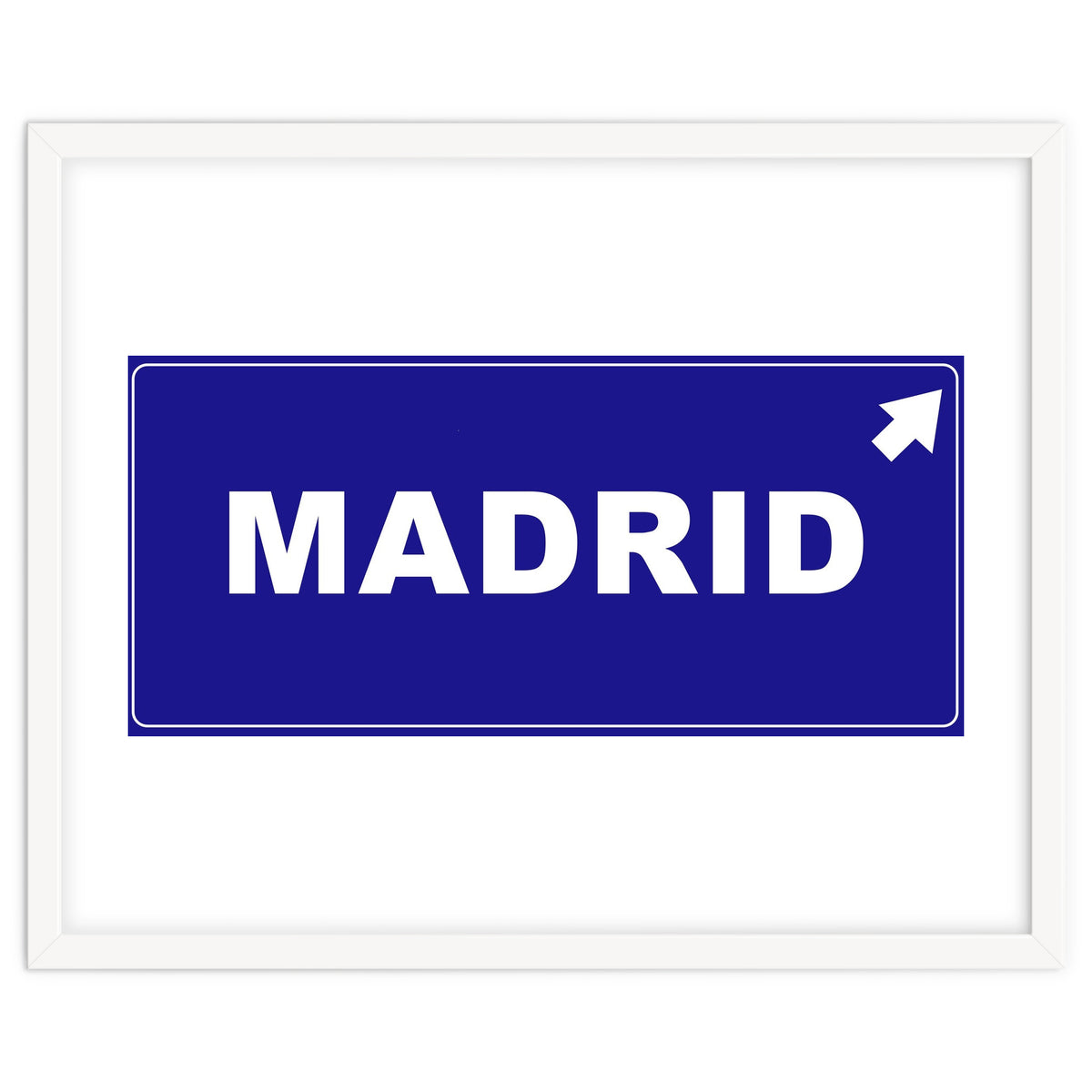 Let`s go to Madrid, Spain! Blue road sign