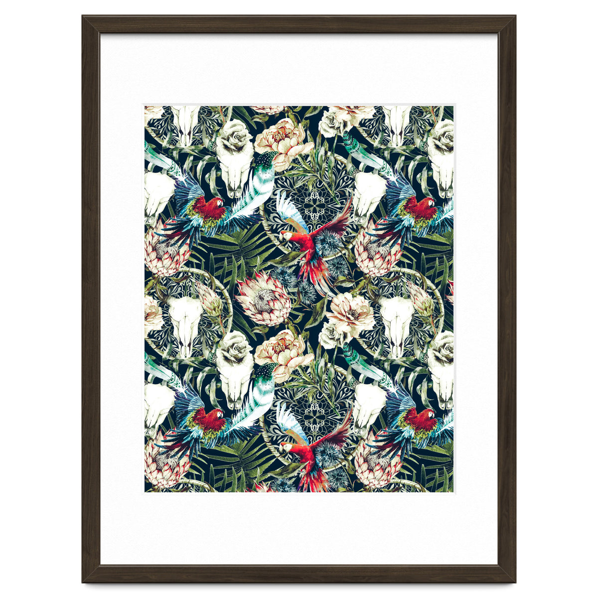 Dark pattern boho skull tropical