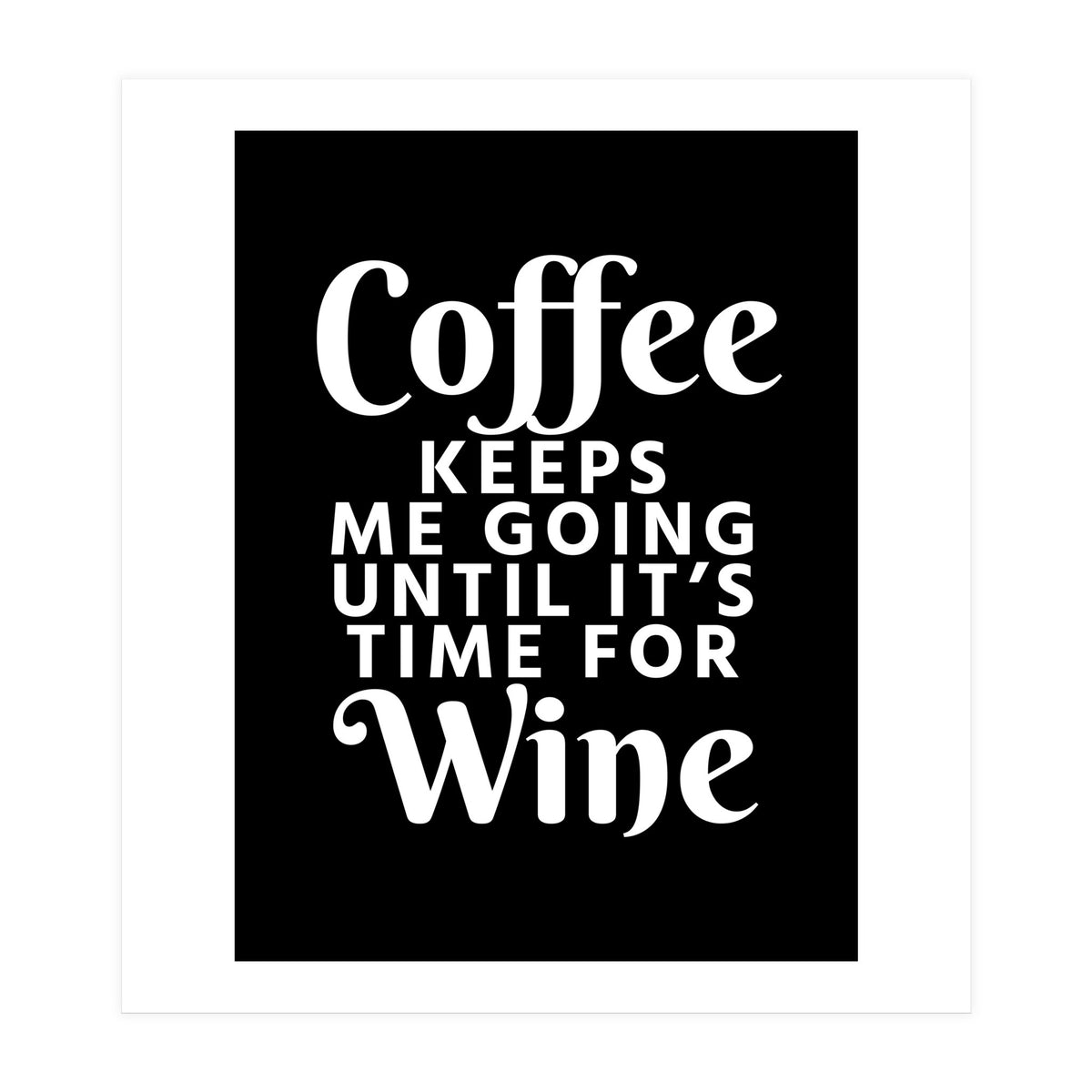 Coffee Keeps Me Going Until It's Time For Wine Black (Print Only)