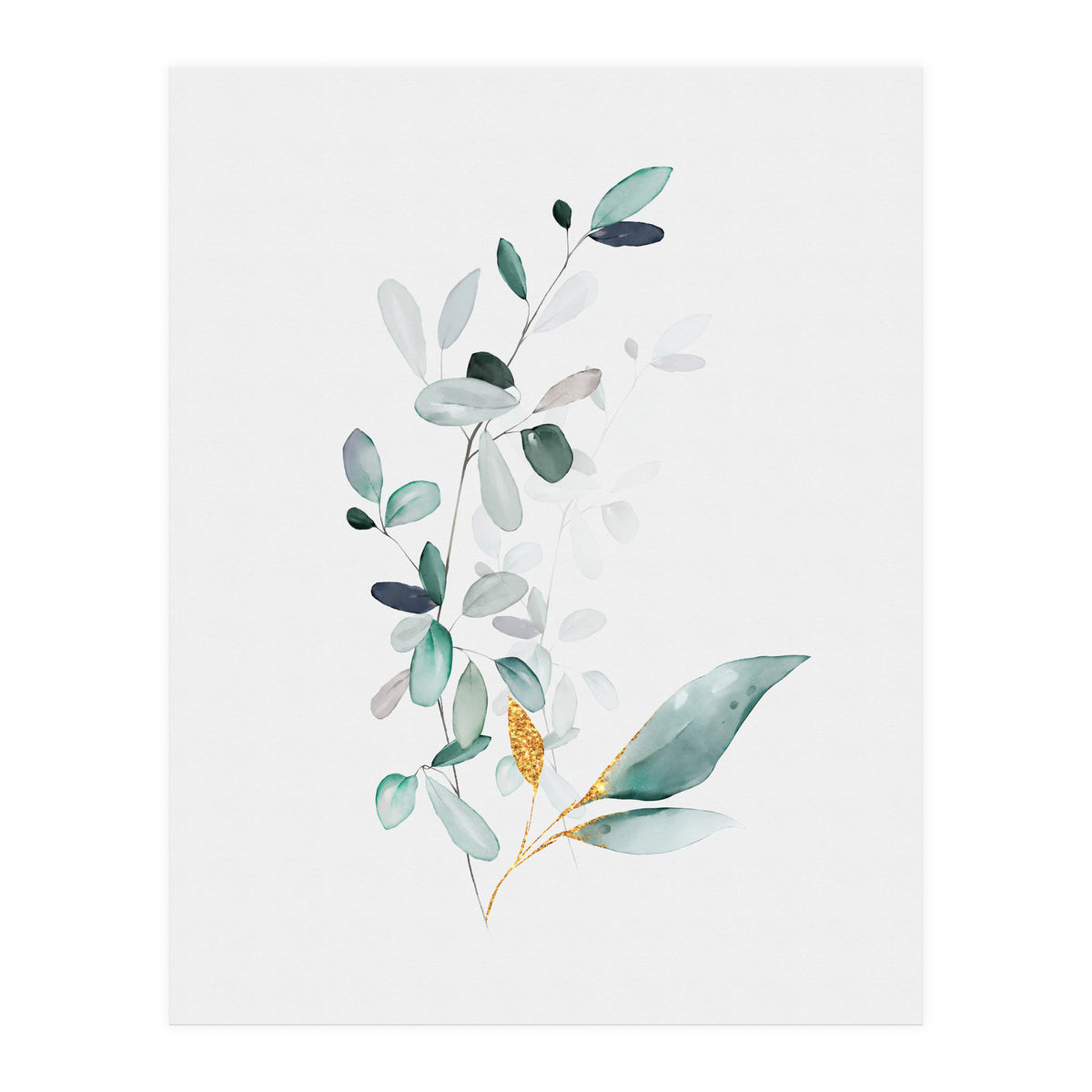 Modern Botanical Gold & Sage Study 01 (Print Only)