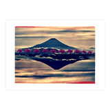 Reflection on Mount Fuji with cherry trees. (Print Only) thumbnail