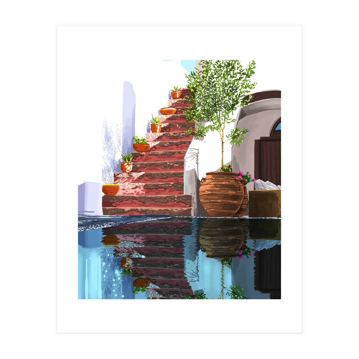 Serenity Weekend | Mindful Travel Greece Architecture | Rustic Earthy Swim Pool | Peace & Positivity (Print Only)