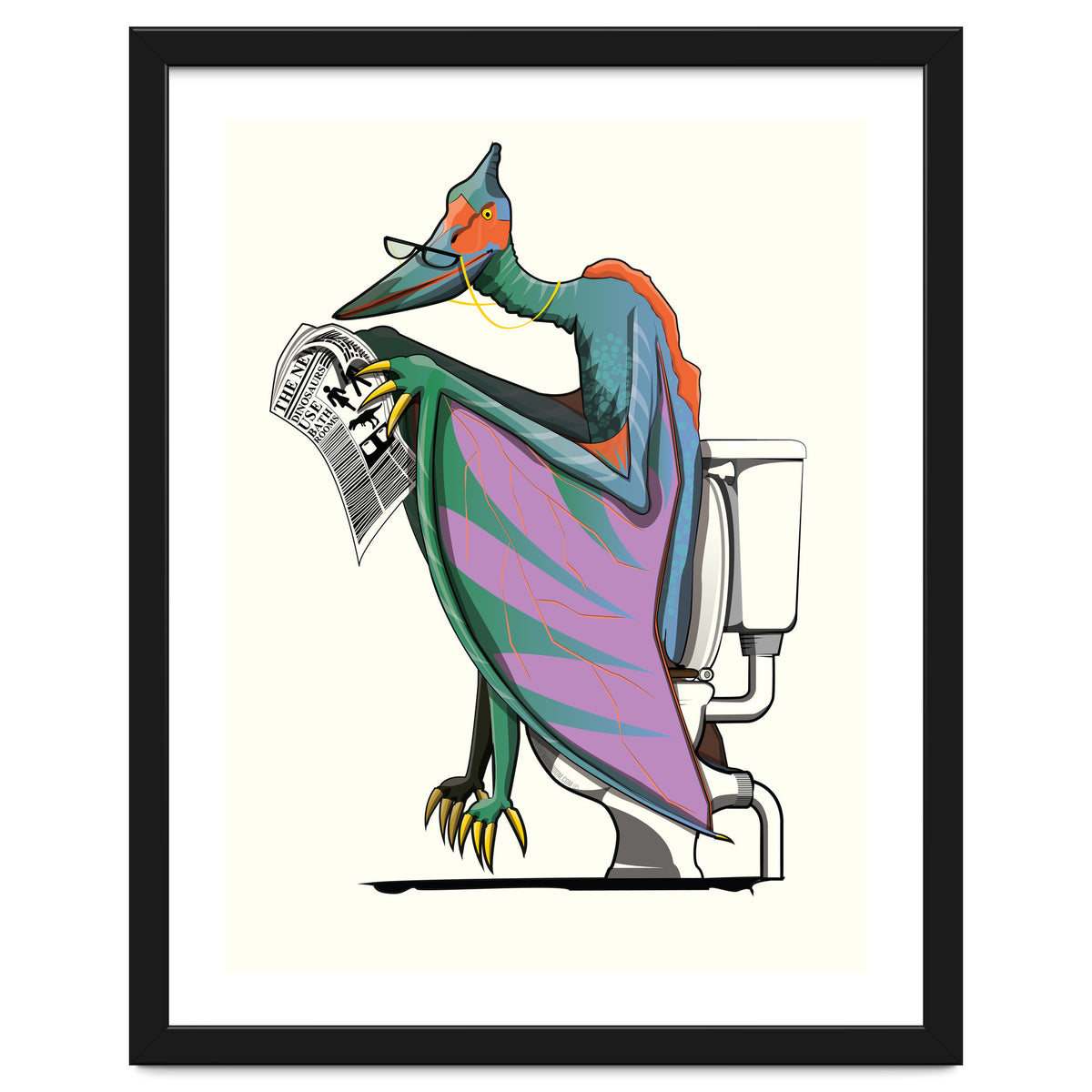 Dinosaur Pterodactyl on the Toilet, Funny Bathroom Humour