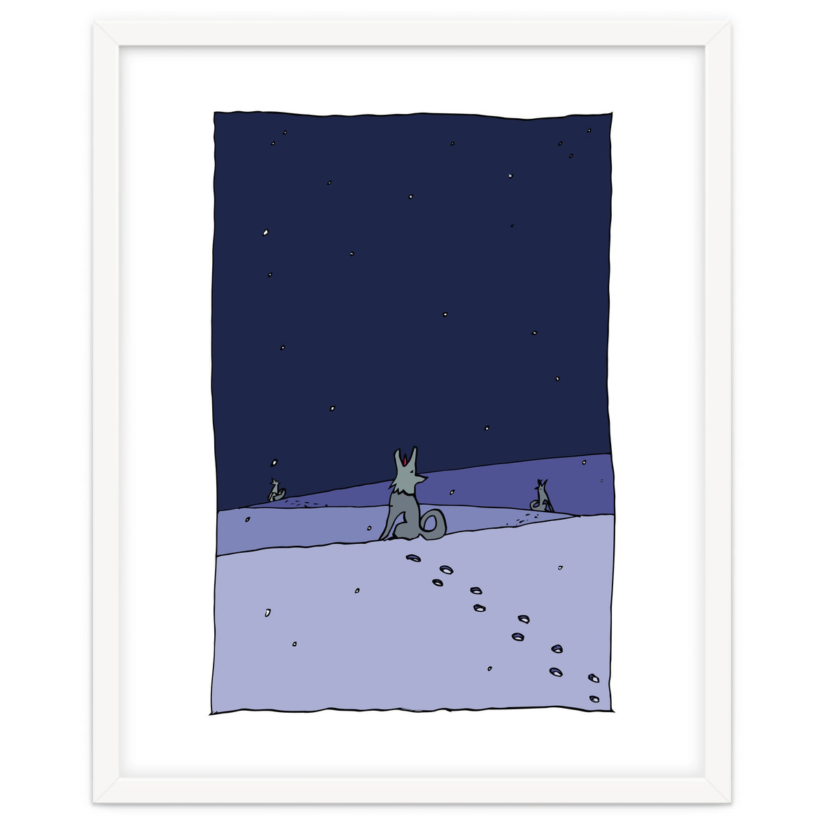 Dogs in Winter Night