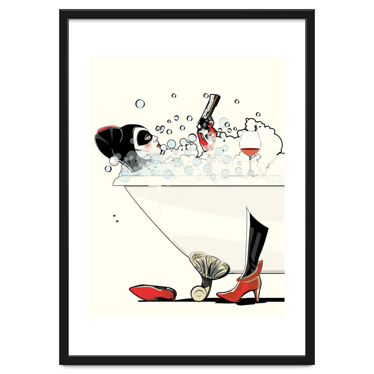 Harley Quinn in the Bath, funny Bathroom Humour