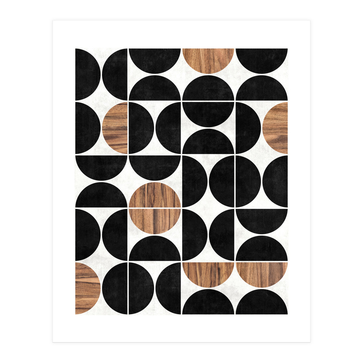 Mid-Century Modern Pattern No.1 - Concrete and Wood (Print Only)