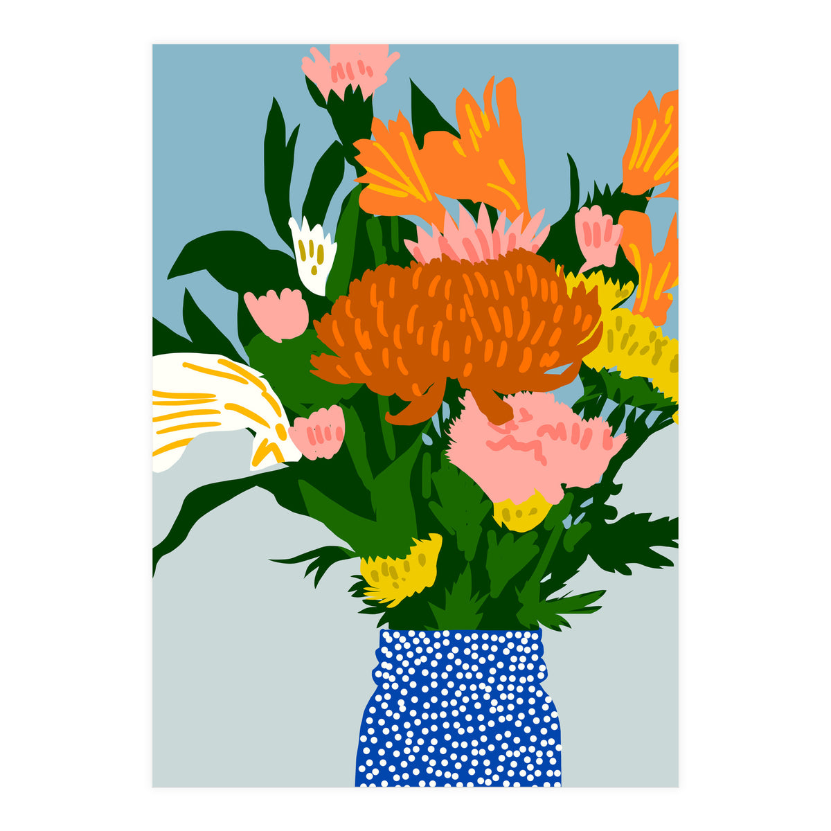 Potted Happiness | Flower Pot Botanical Floral Still Life | Eclectic Plants Modern Bohemian Décor (Print Only)