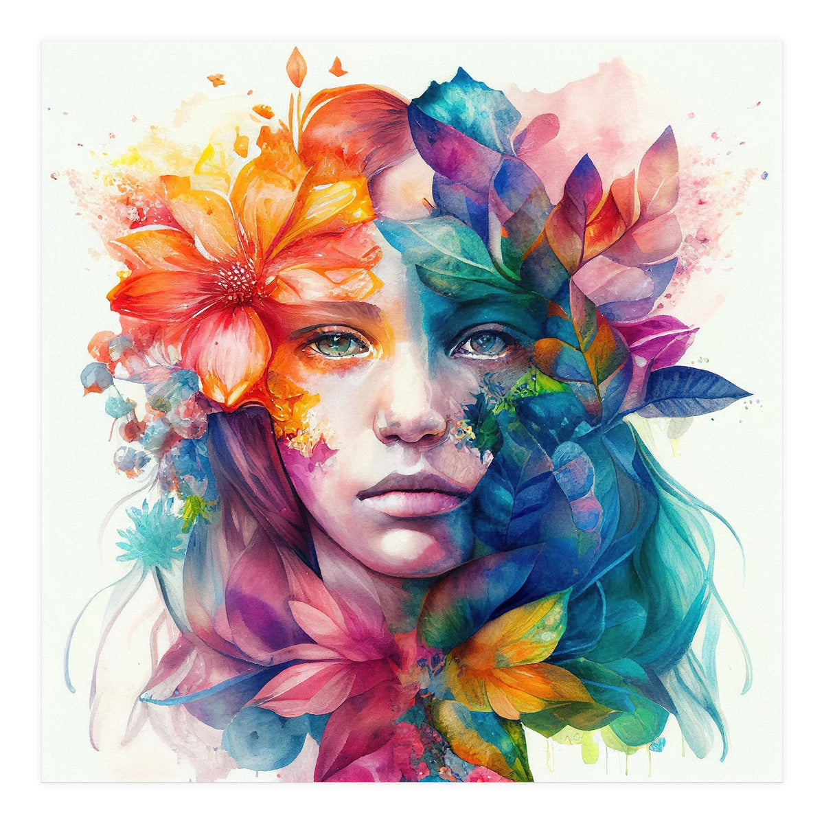 Watercolor Tropical Woman #8 (Print Only)