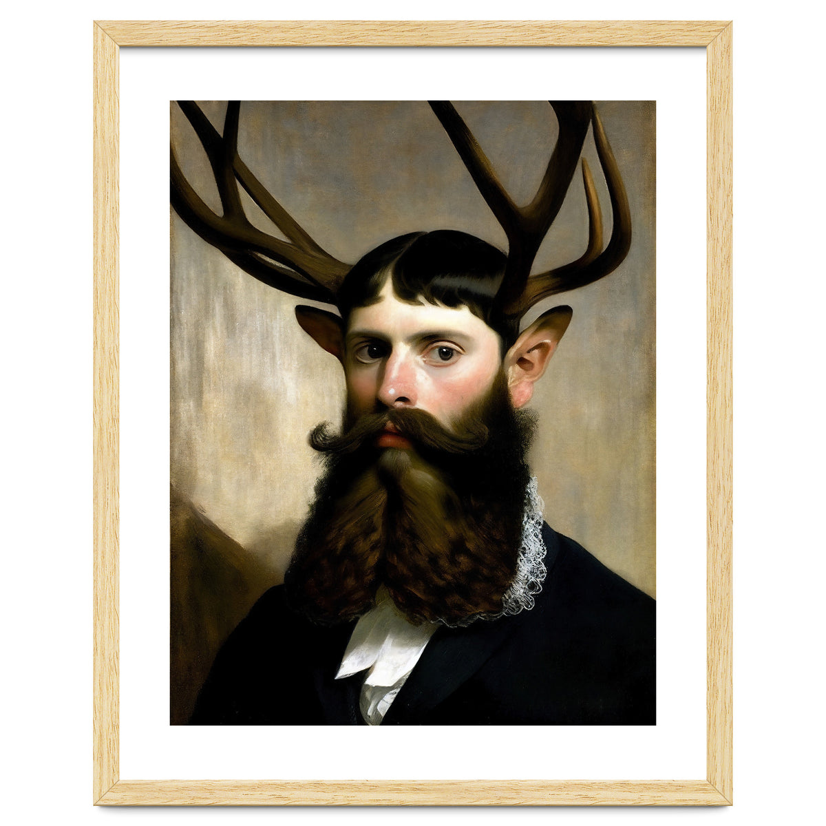 Man Stag Surreal Oil Painting