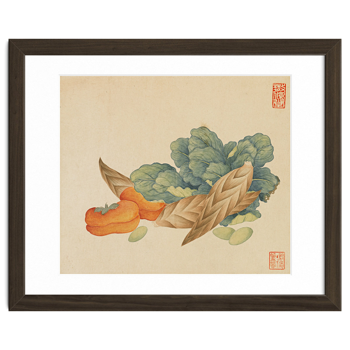 Wang Chengyu~flowers And Vegetables, Vegetables, Fruits, Chinese Cabbage, Lentils, Bamboo Shoots, Persimmons