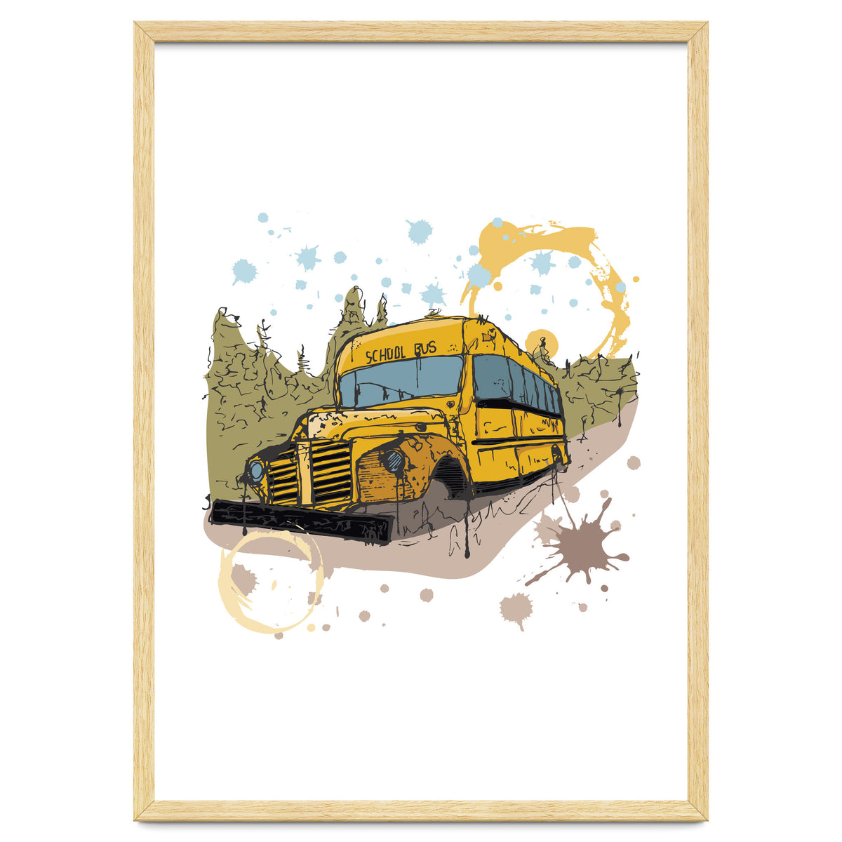 Abandoned school bus sketch